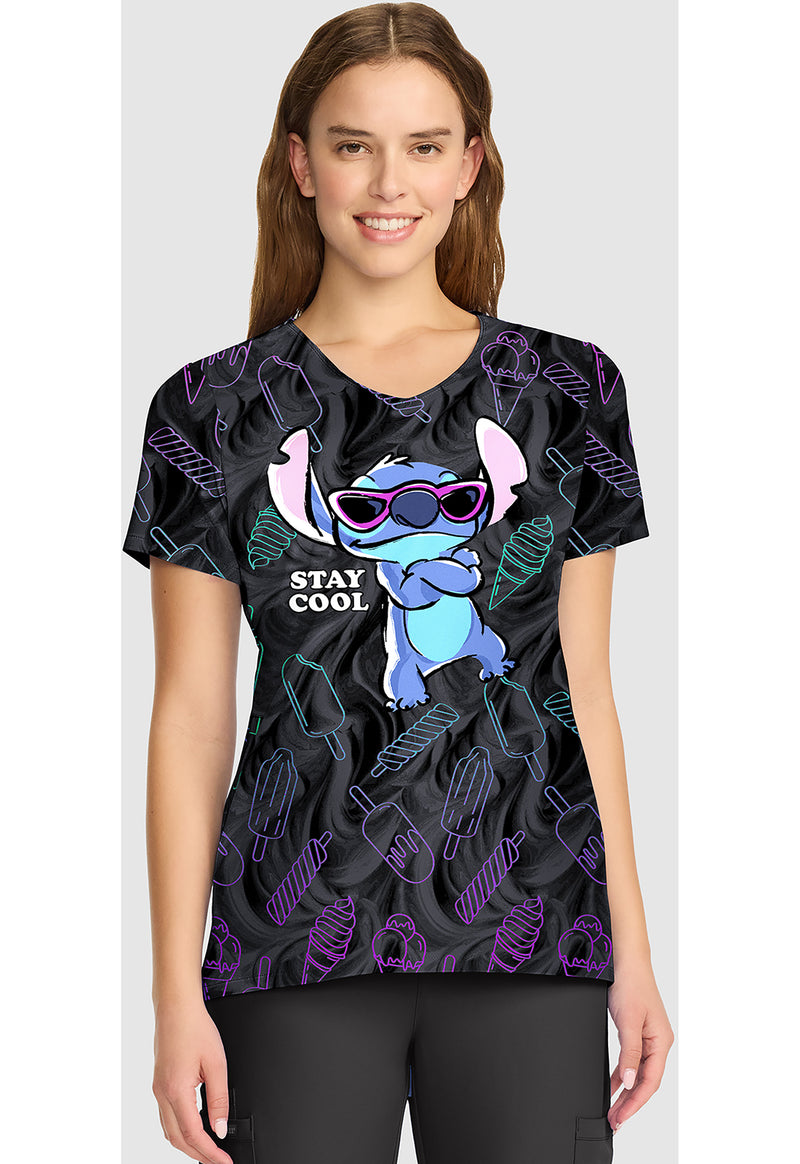 Stitch Too Cool - V-Neck Print Top