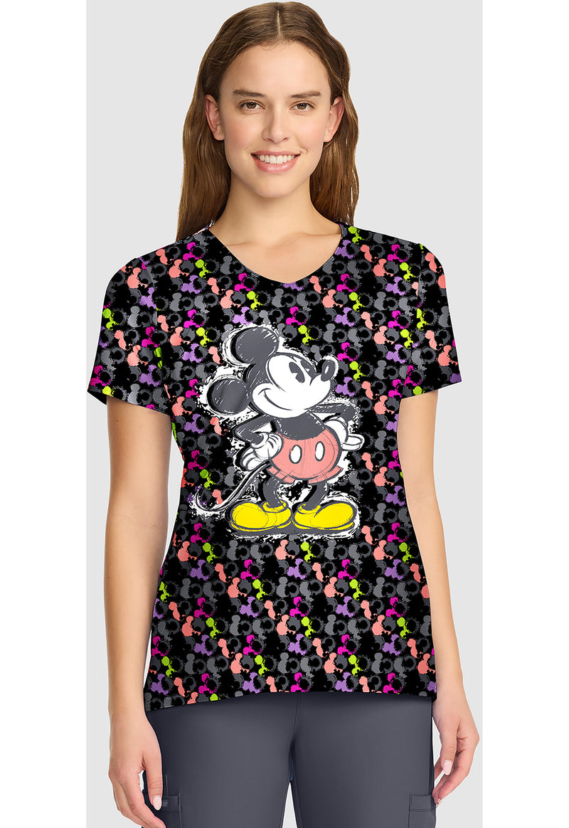 Iconic Mickey - V-Neck Print Top