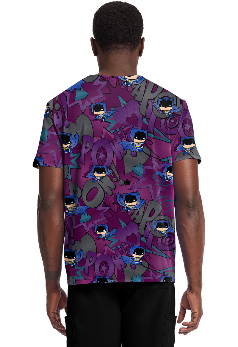Comic Hero - Men's Print V-Neck Top (Back)