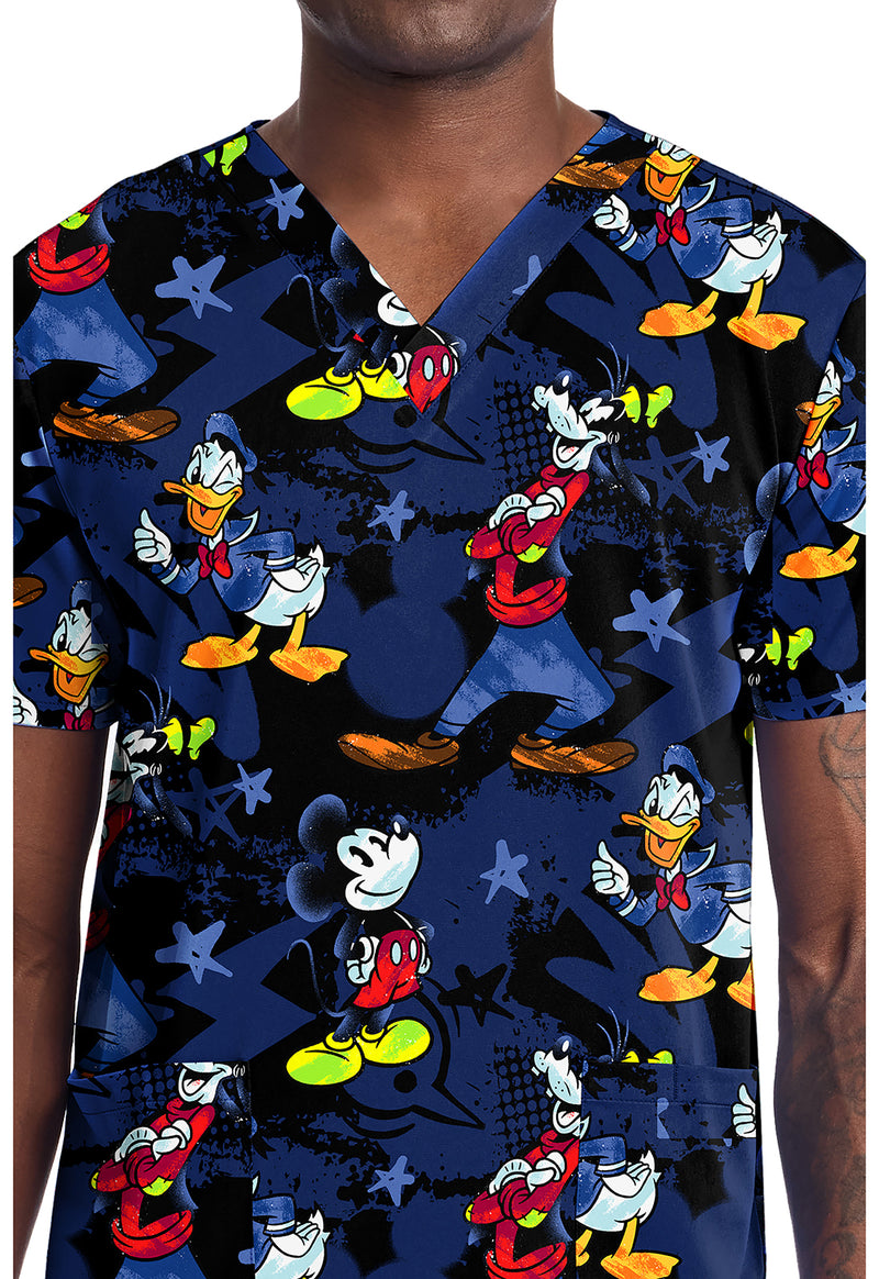 Mickey Bro Time - Men's Print V-Neck Top (View 2)