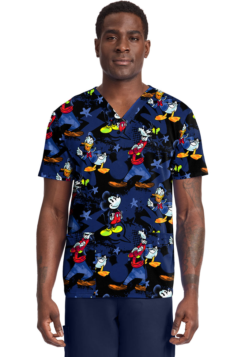 Mickey Bro Time - Men's Print V-Neck Top
