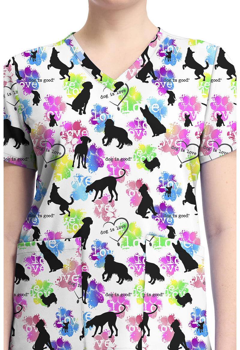 Dog Is Love - Print V-Neck Top – Character Prints (View 2)