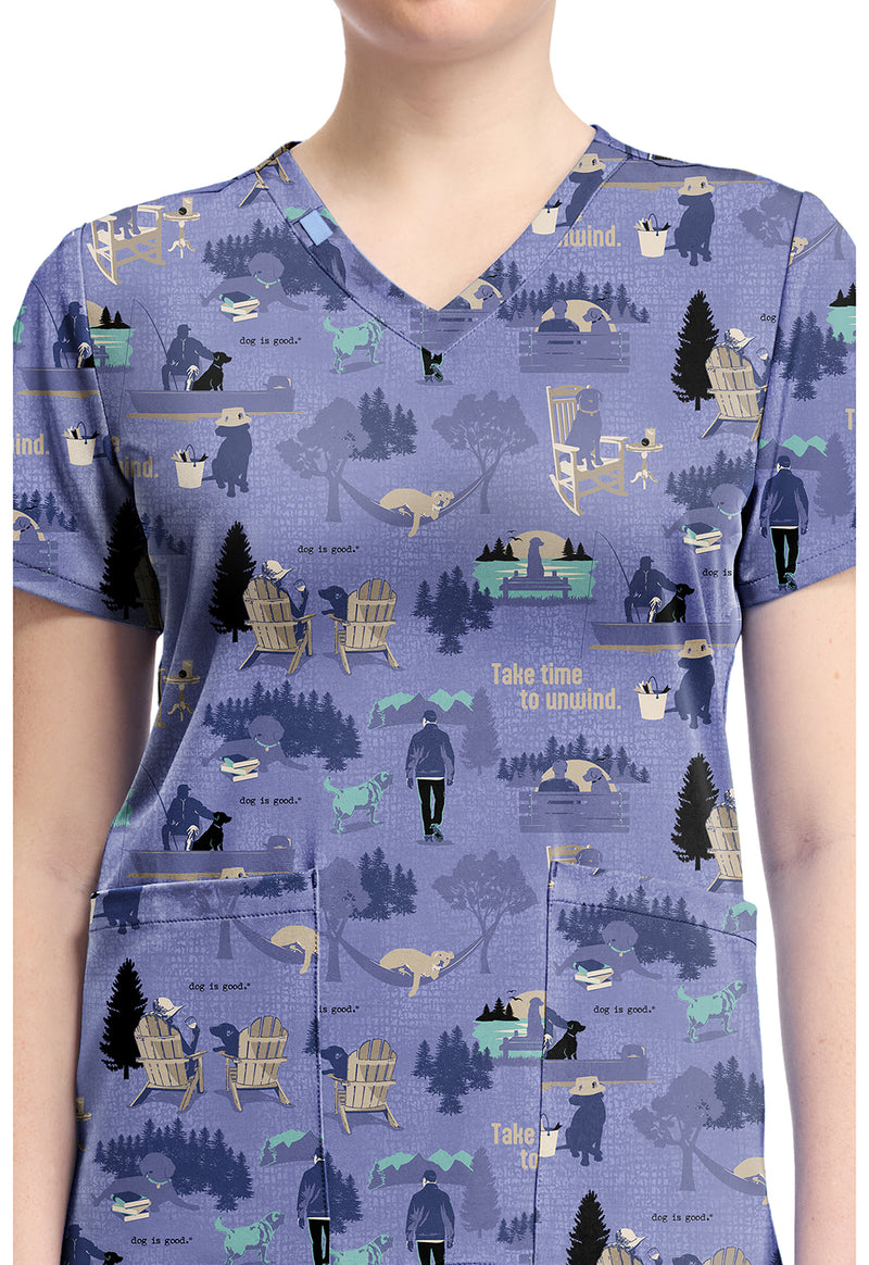Take Time To Unwind - Print V-Neck Top – Character Prints (View 2)