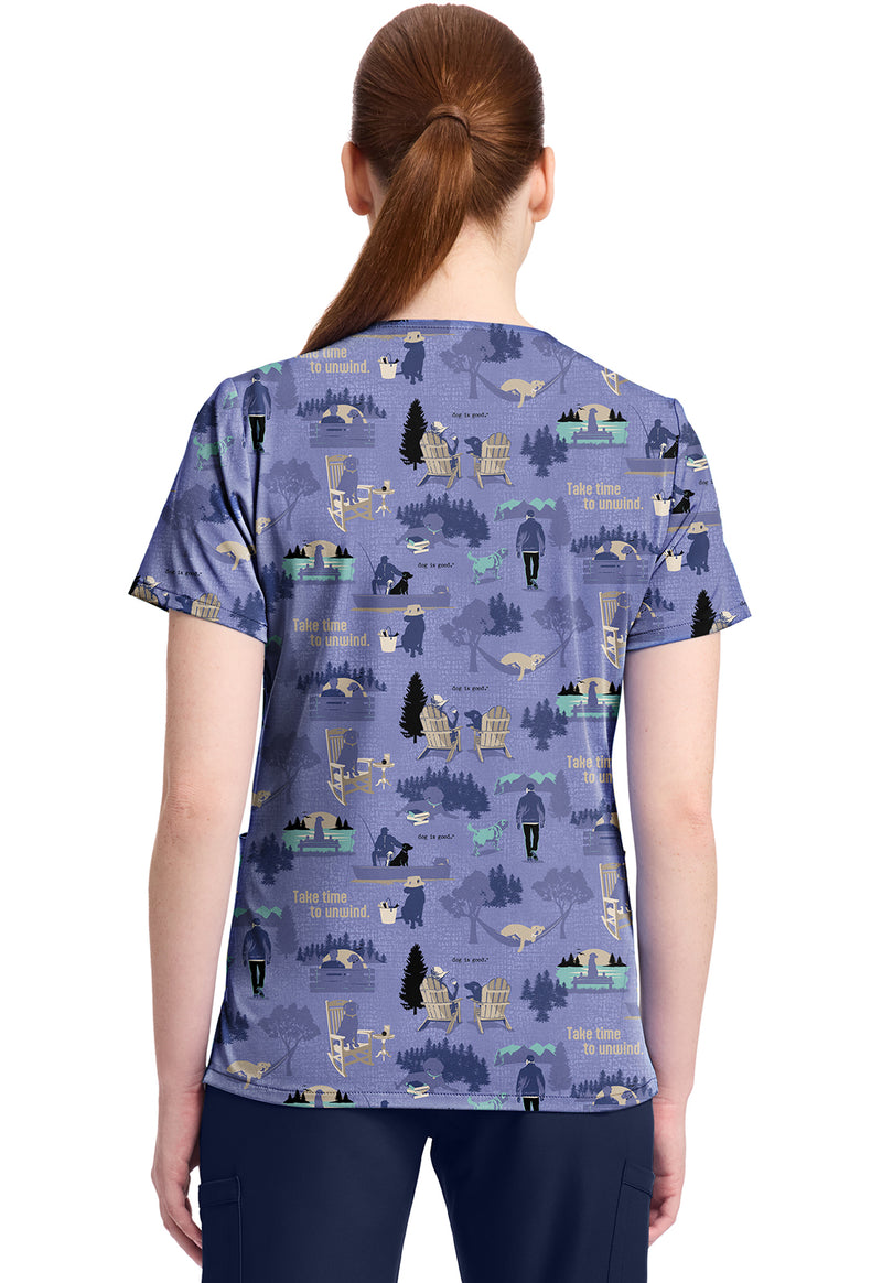 Take Time To Unwind - Print V-Neck Top – Character Prints (Back)