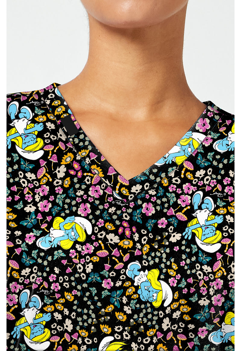 Smurfette's Garden - Print V-Neck Top – Character Prints (View 2)