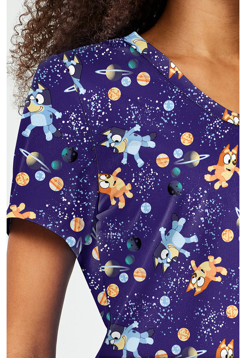 Cosmic Bluey - Print V-Neck Top (View 3)