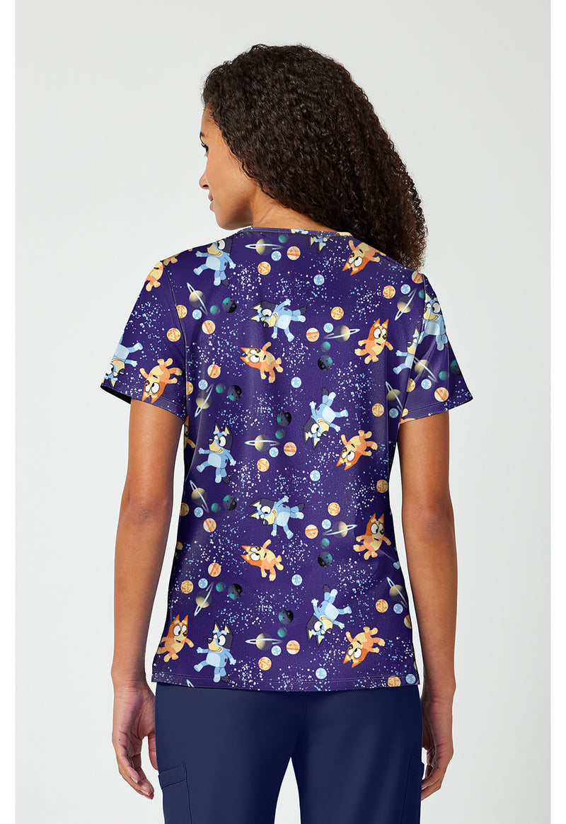 Cosmic Bluey - Print V-Neck Top (Back)