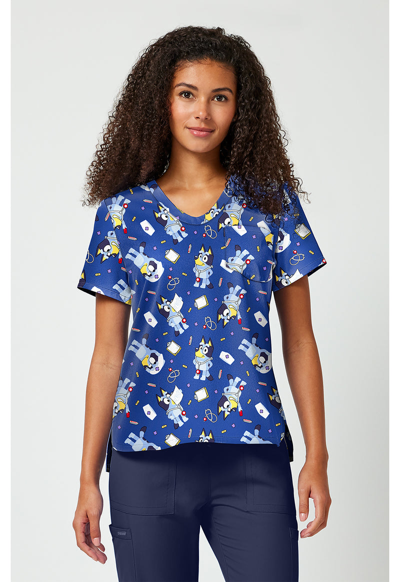 Nurse Bluey - Print V-Neck Top