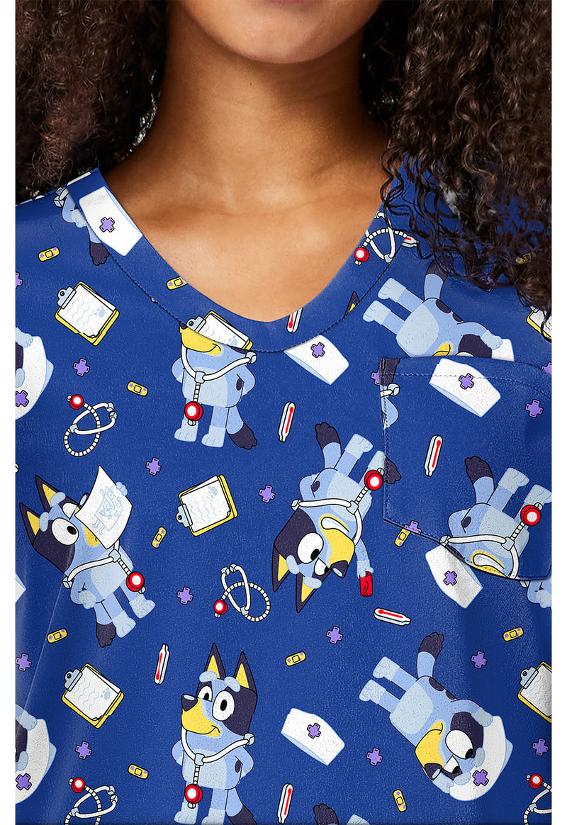 Nurse Bluey - Print V-Neck Top (View 2)