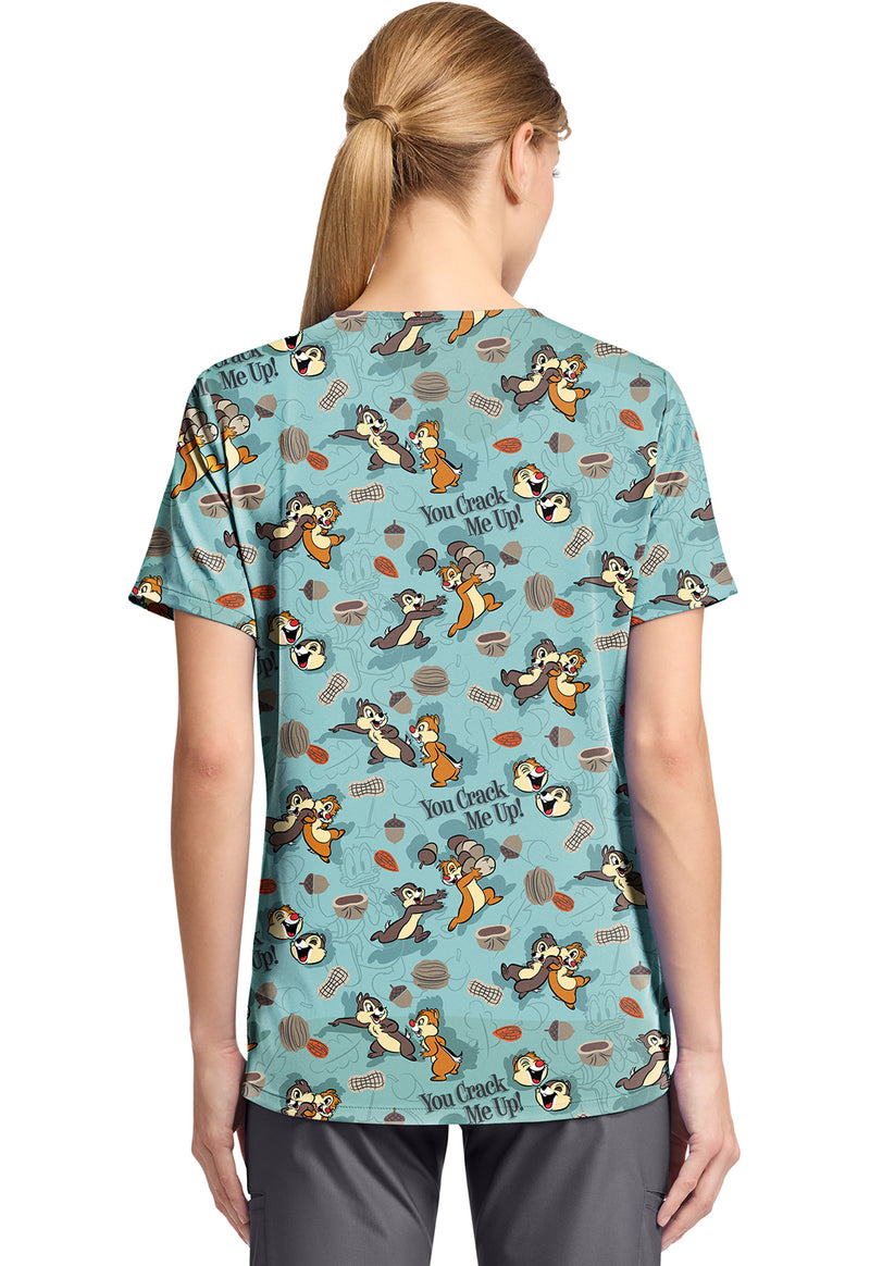 Crack Me Up - Print V-Neck Top (Back)