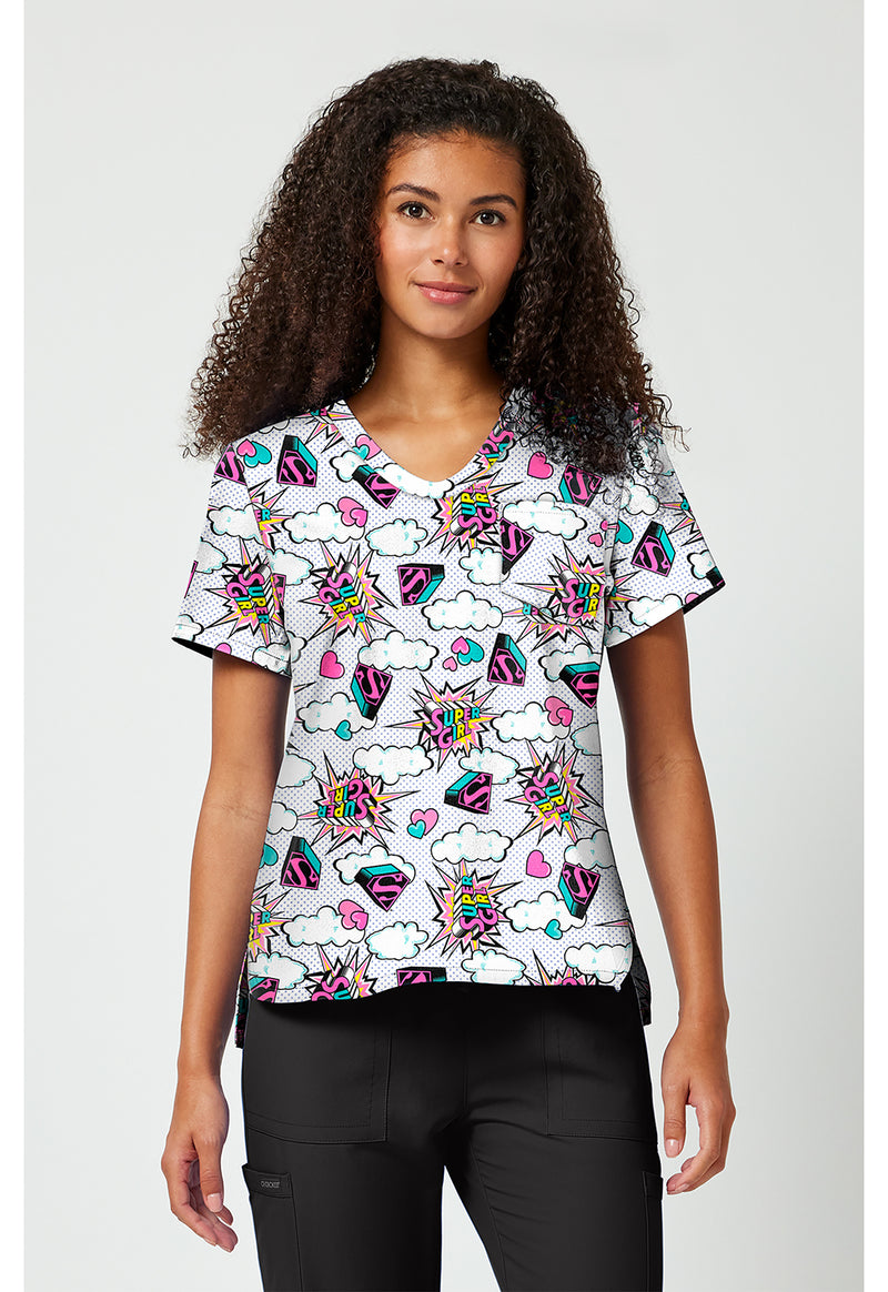 Head Skyward - Print V-Neck Top