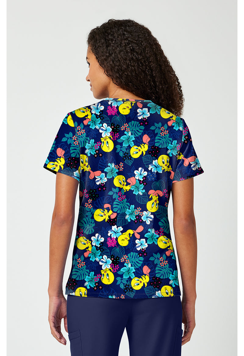 Tropic Of Tweety - Print V-Neck Top (Back)