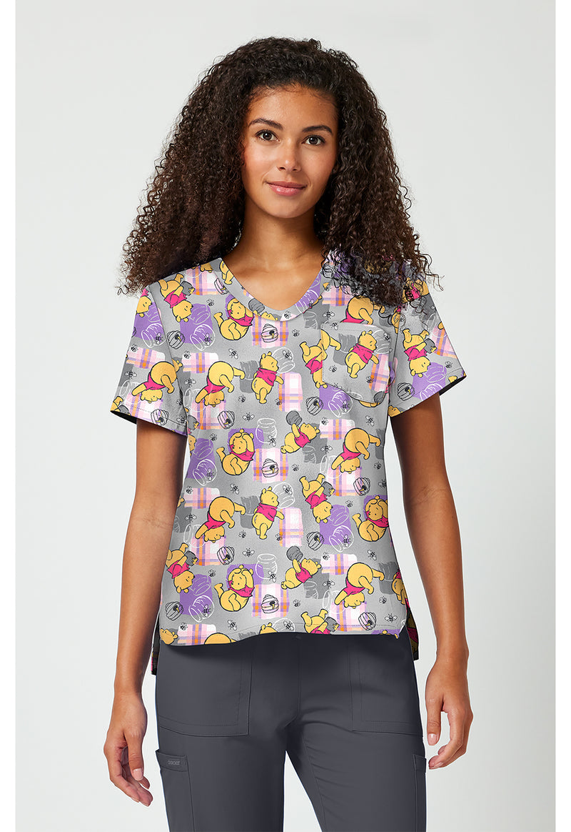 Honey Plaid - Print V-Neck Top