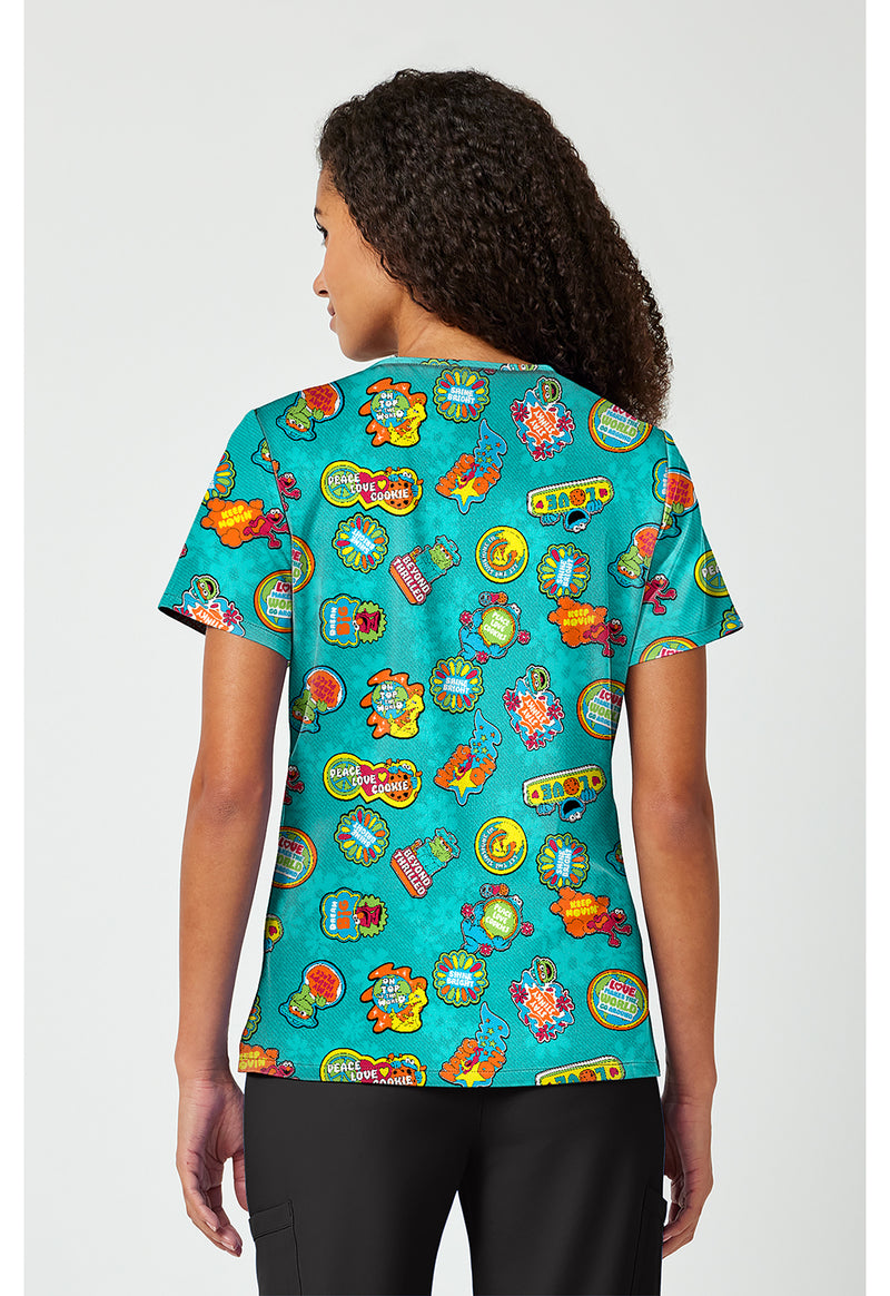 Sunshine Vibes - Print V-Neck Top (Back)