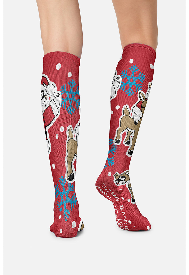 Bright Holiday - Women's 10-15mmHg Compression Socks (Back)
