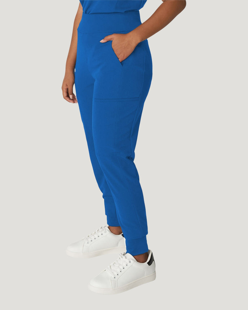 Royal Blue - White Cross V-Tess Women's 7 Pocket Yoga Waist Cargo Jogger Scrub Pant for Nursing