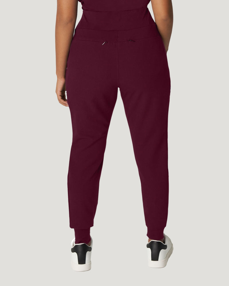 Wine - White Cross V-Tess Women's 7 Pocket Yoga Waist Cargo Jogger Scrub Pant for Nursing