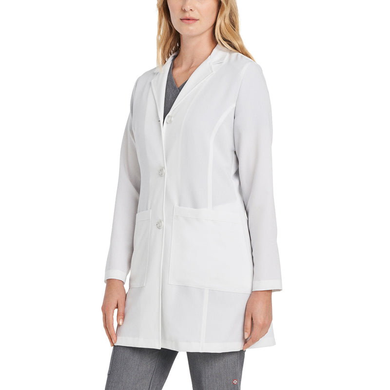 White - White Cross V-Tess Women's 4 Pocket Mid-Length Tablet Lab Coat for Healthcare Professionals