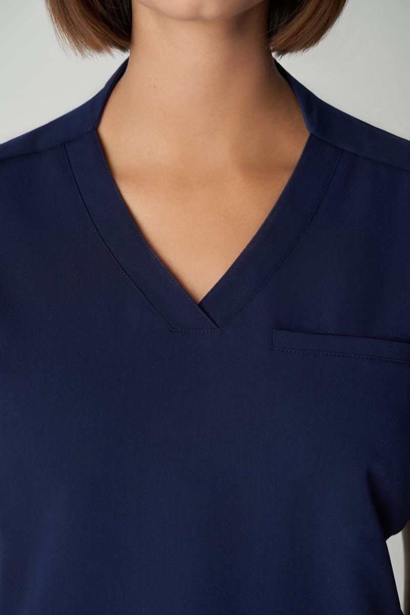 Black - White Cross 2-Pocket V-Neck Scrub Top - Detail View