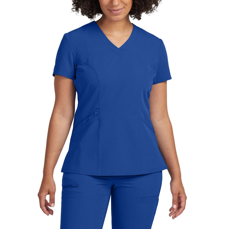 Royal Blue - White Cross V-Tess Women's 3 Pocket V-Neck Scrub Top for Nursing