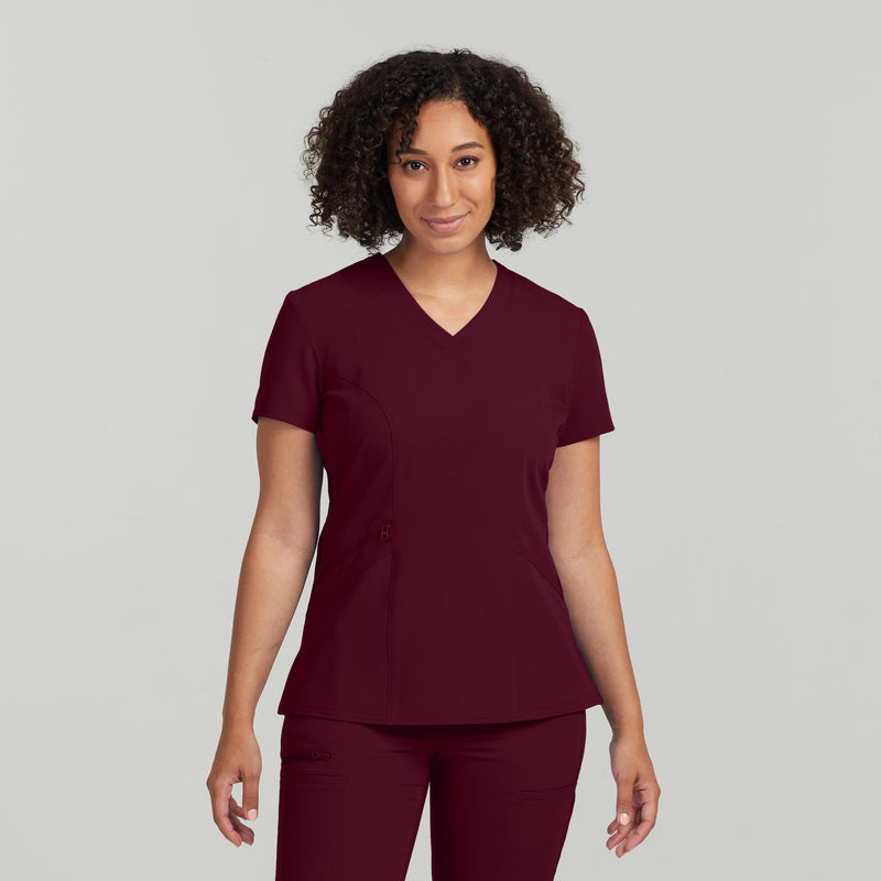 Wine - White Cross V-Tess Women's 3 Pocket V-Neck Scrub Top for Nursing