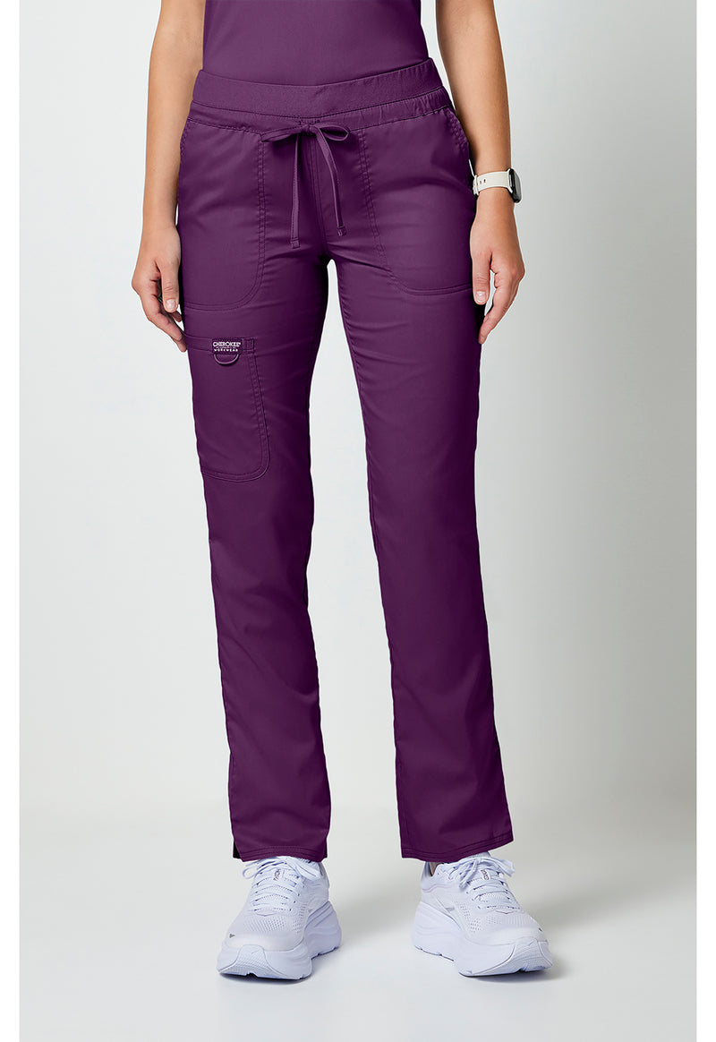 Eggplant - Cherokee WW Revolution Women Scrub Pants - Front View