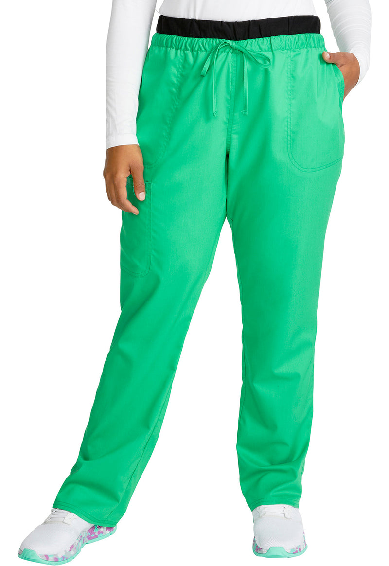 Sparkling Jade - Women's Mid Rise Tapered Leg Drawstring Scrub Pants