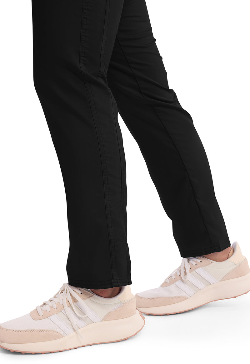 Black - Women's Mid Rise Tapered Leg Drawstring Scrub Pants – Tall (View 3)