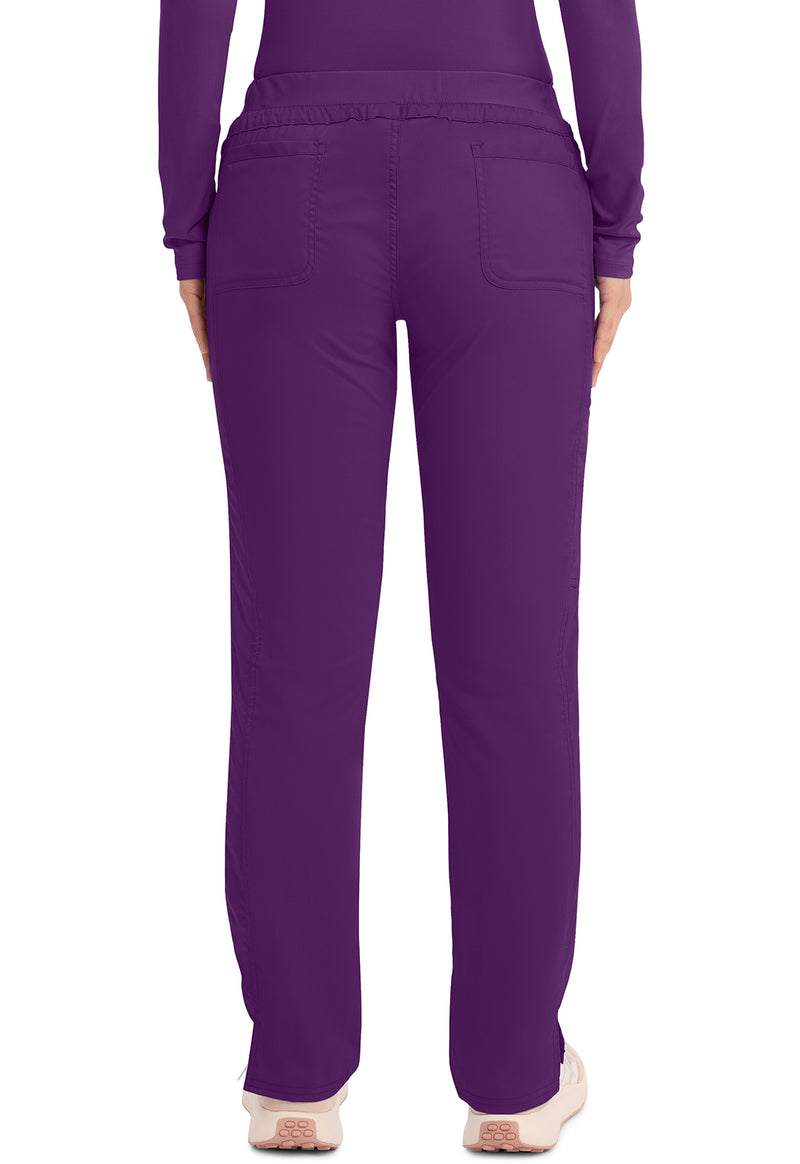 Eggplant - Women's Mid Rise Tapered Leg Drawstring Scrub Pants – Tall (Back)