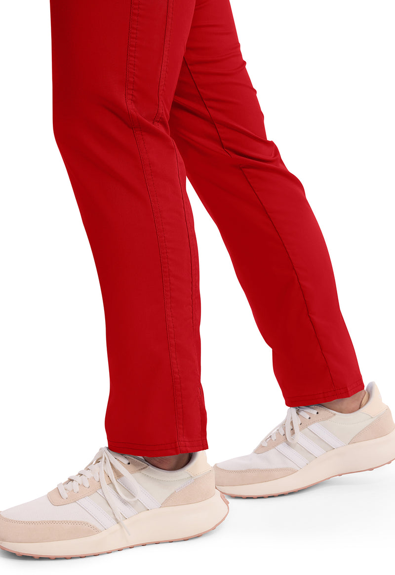 Red - Women's Mid Rise Tapered Leg Drawstring Scrub Pants – Tall (View 3)