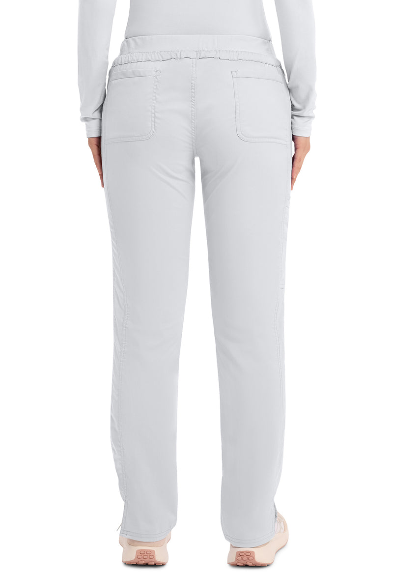 White - Women's Mid Rise Tapered Leg Drawstring Scrub Pants – Tall (Back)