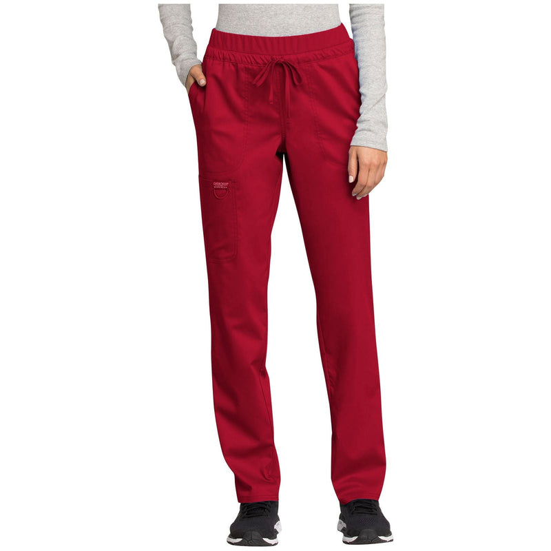 red - Mid Rise Tapered Leg Drawstring Pant