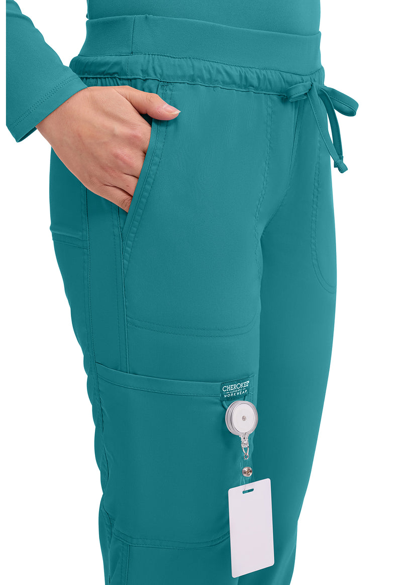 Teal Blue - Cherokee Cherokee WW Revolution Women's Scrub Pants - Detail 2 View