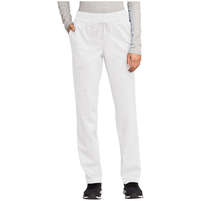 white - Mid Rise Tapered Leg Drawstring Pant