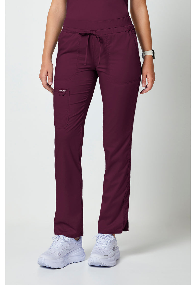 Wine - Cherokee Cherokee WW Revolution Women's Scrub Pants - Left Side View