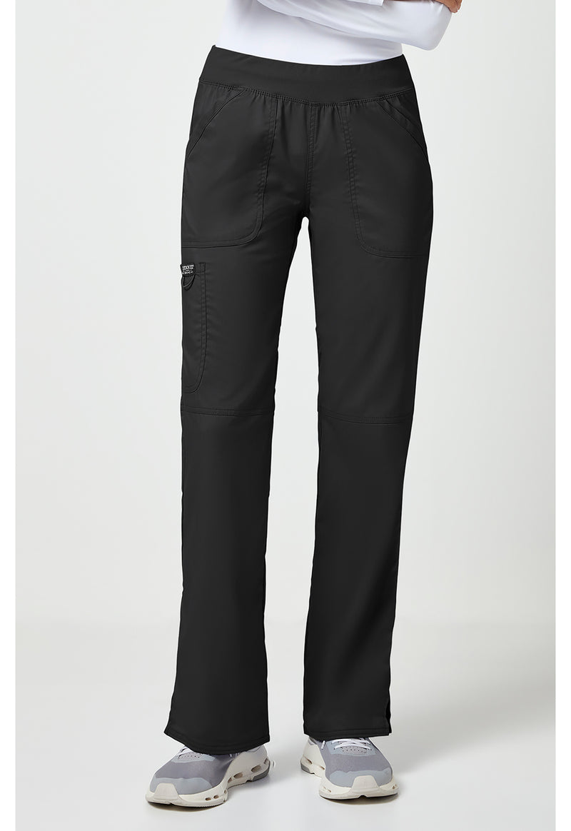 Black - Cherokee WW Revolution Women Scrub Pants - Front View