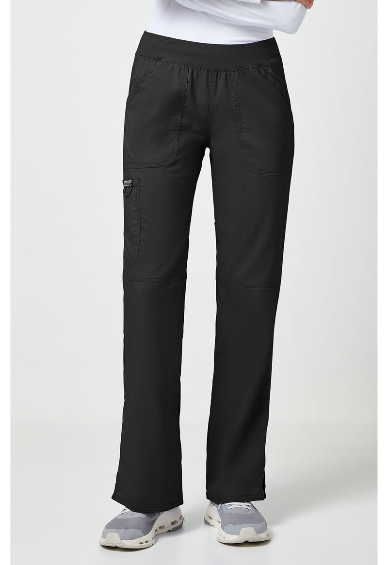 Black - Women's Mid Rise Straight Leg Pull-on Scrub Pants