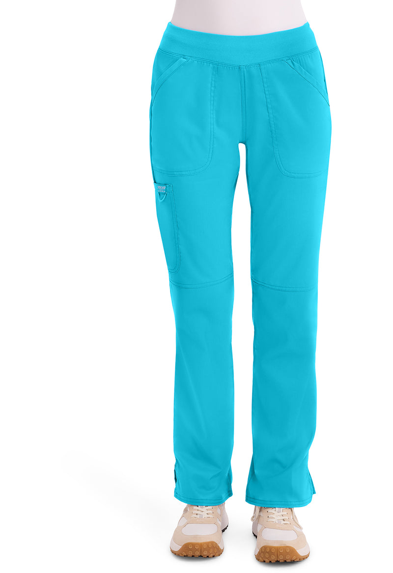Turquoise - Cherokee WW Revolution Women Scrub Pants - Front View
