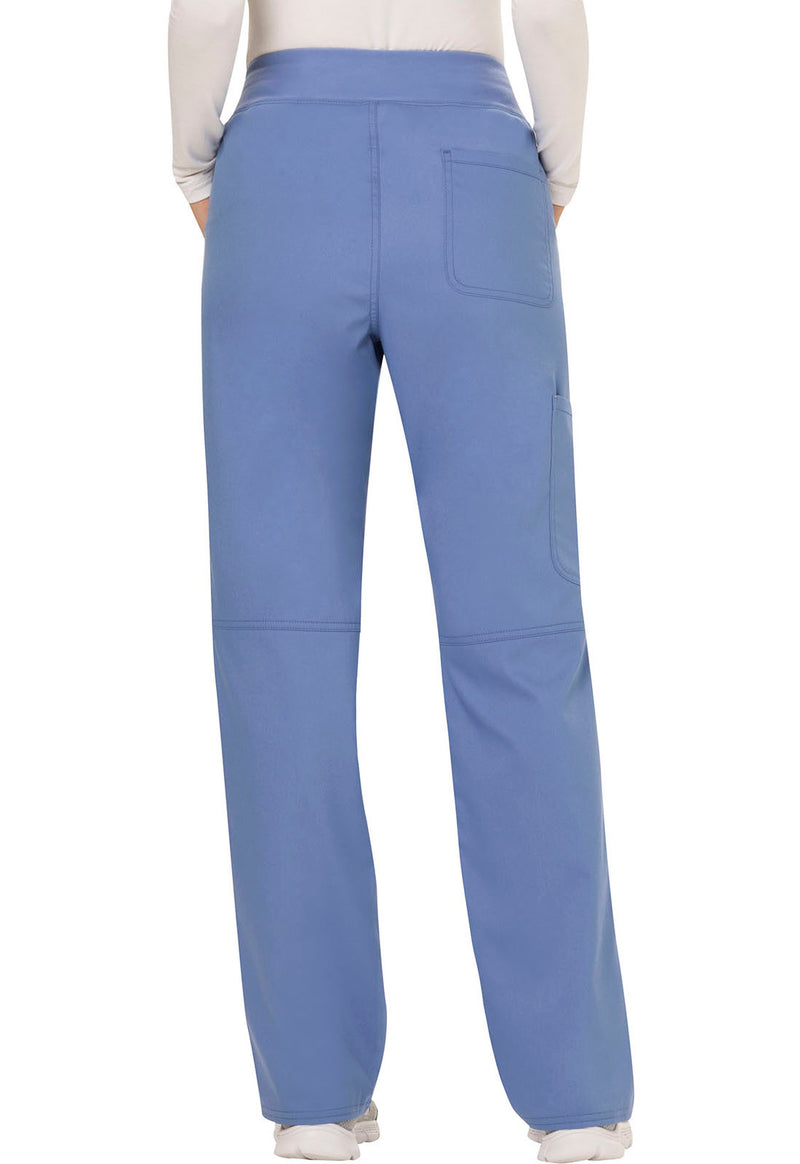 Ciel Blue - Women's Mid Rise Straight Leg Pull-on Scrub Pants – Petite (Back)