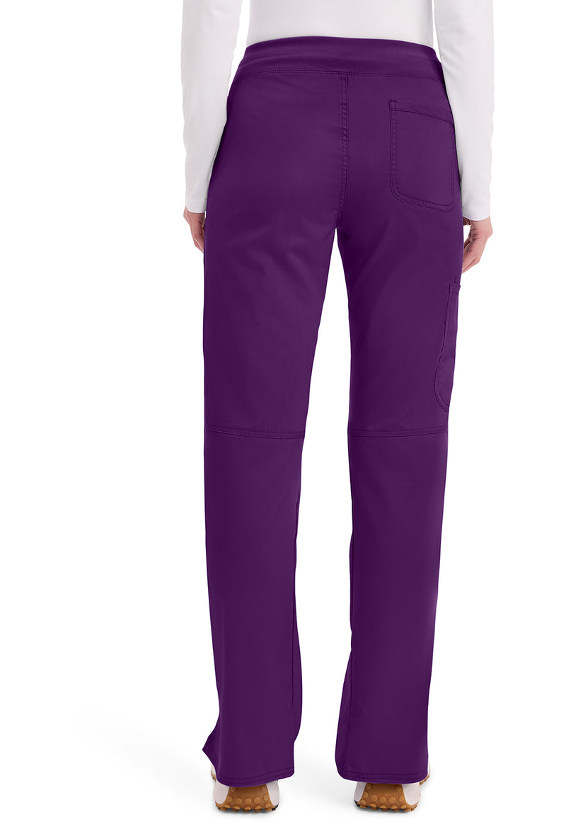 Eggplant - Women's Mid Rise Straight Leg Pull-on Scrub Pants – Petite (Back)