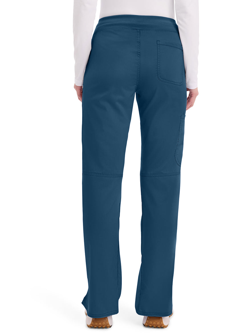 Caribbean Blue - Women's Mid Rise Straight Leg Pull-on Scrub Pants – Tall (Back)
