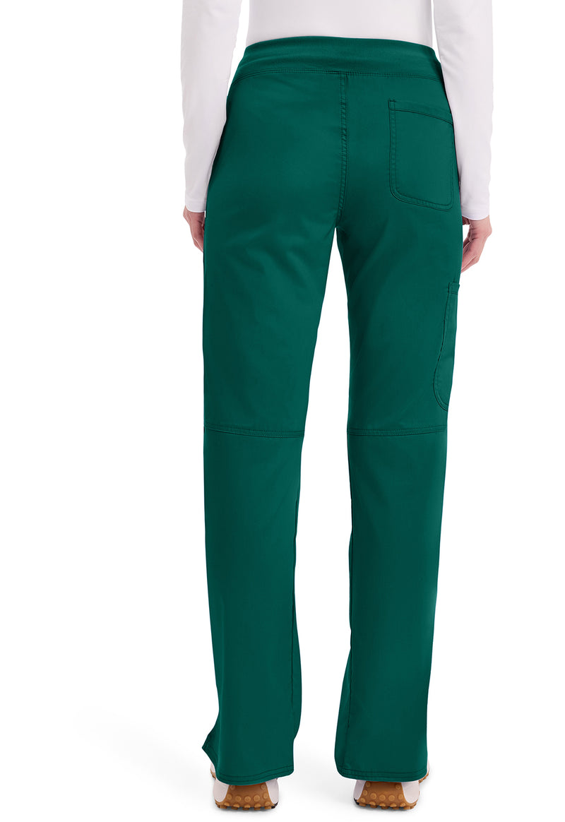 Hunter Green - Women's Mid Rise Straight Leg Pull-on Scrub Pants – Tall (Back)