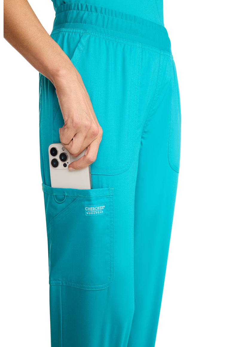 Teal Blue - Cherokee Cherokee WW Revolution Women's Scrub Pants - Detail 4 View