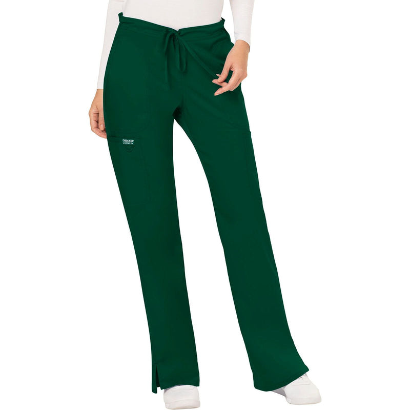 hunter green - Mid Rise Moderate Flare Drawstring Pant