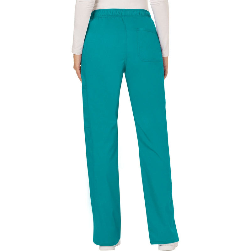 teal blue - Mid Rise Moderate Flare Drawstring Pant