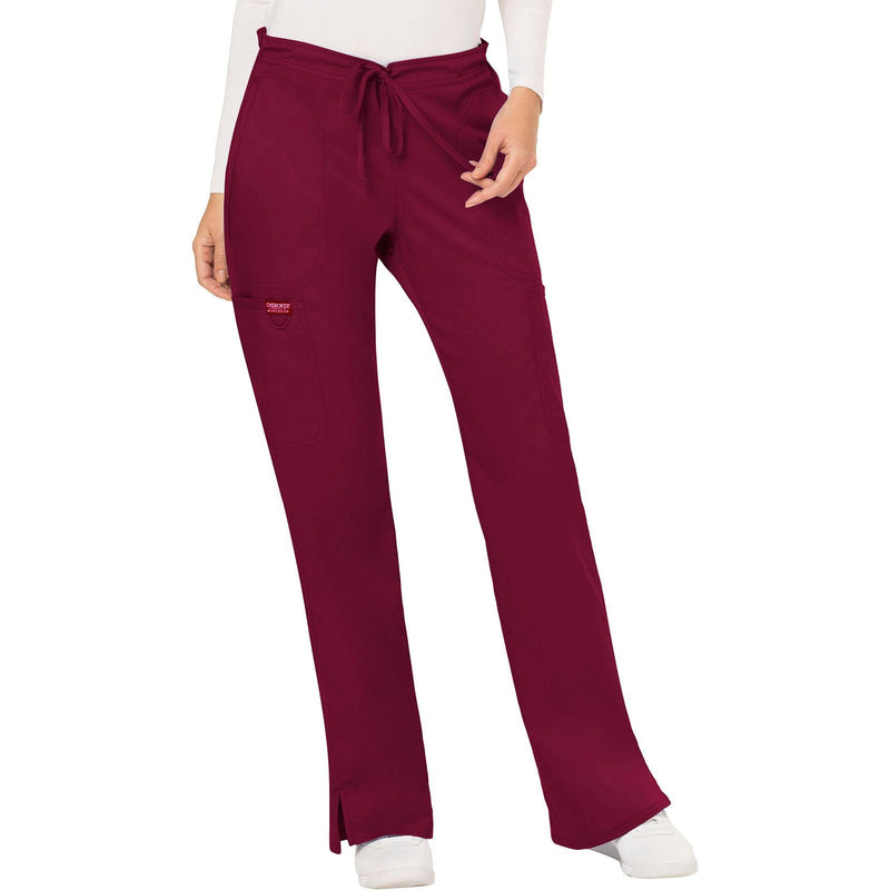 wine - Mid Rise Moderate Flare Drawstring Pant