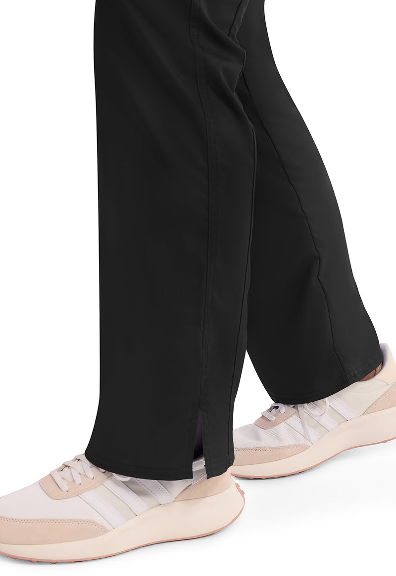 Black - Women's Mid Rise Moderate Flare Drawstring Scrub Pants – Tall (View 4)
