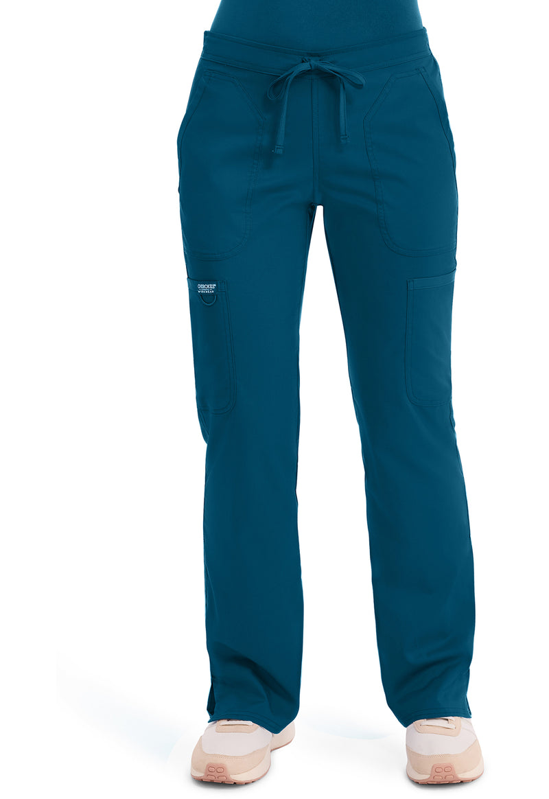 Caribbean Blue - Cherokee WW Revolution Women's Scrub Pants - Front View