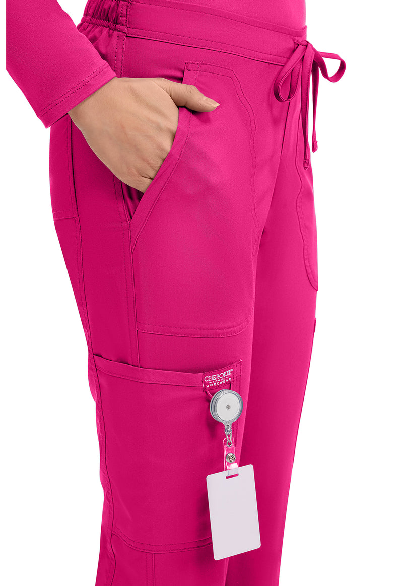 Electric Pink - Cherokee Cherokee WW Revolution Women's Scrub Pants - Detail 2 View