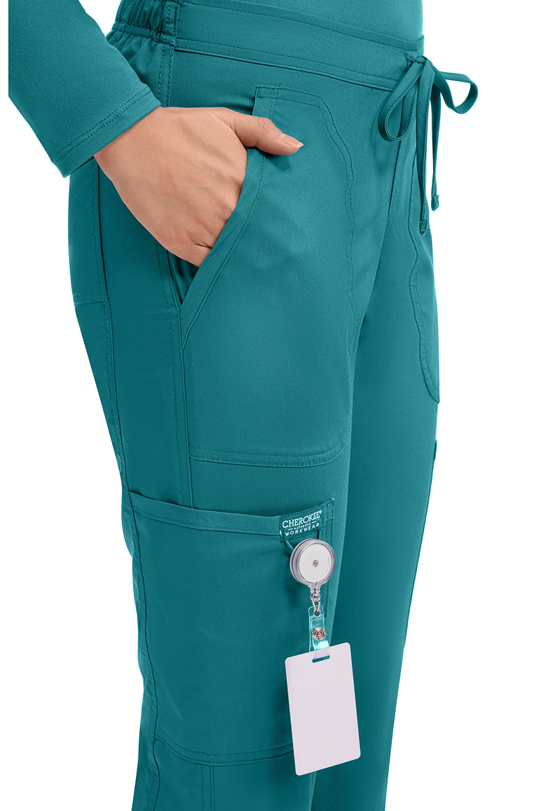 Teal Blue - Cherokee Cherokee WW Revolution Women's Scrub Pants - Detail 2 View
